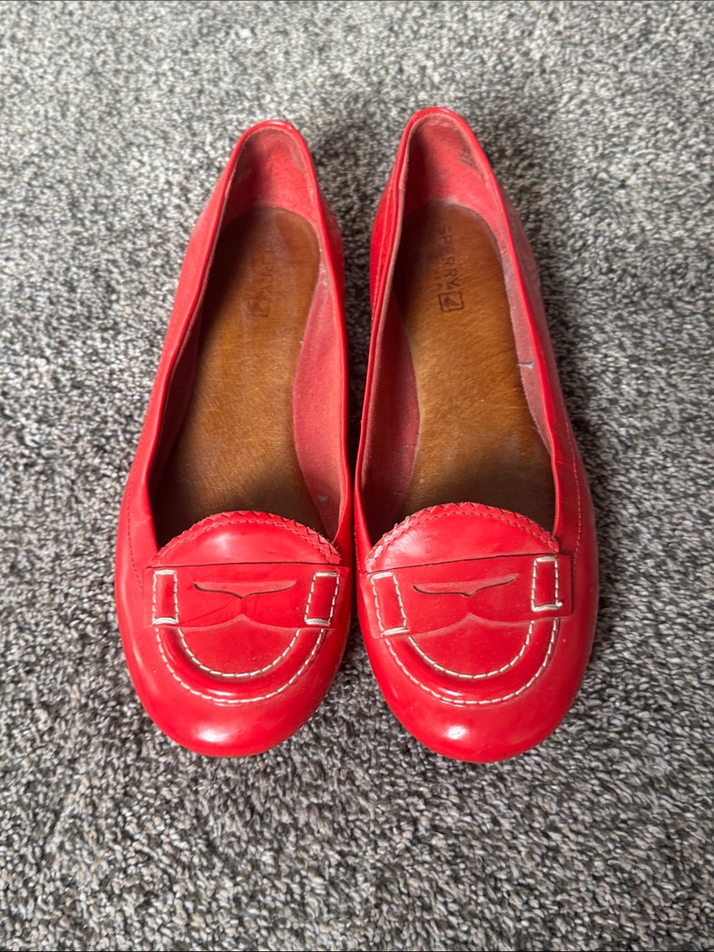 Sperry Red Leather Penny Loafers - Women's Flats